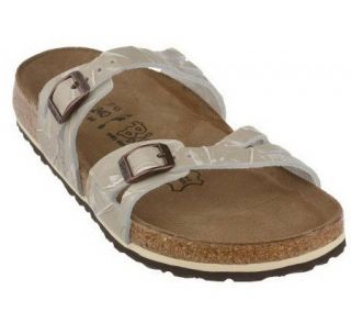 Birkis Soft Footbed Leather Double Strap Sandals —