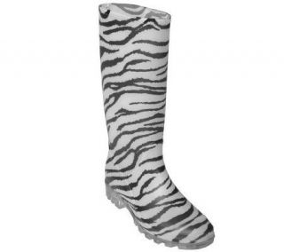 Journee Collection Womens Zebra Print Rain Boots —