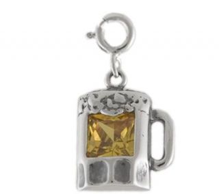 Sterling Beer Mug Charm with Yellow Cubic Zirconia Accent   J113574