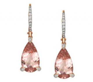 70 cttw Morganite 1/7 cttw Diamond Earrings14K Rose —