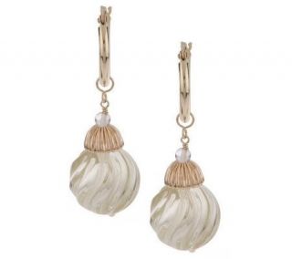 Hoop Earrings w/ Removable Gemstone Bead Dangles 14K Gold —