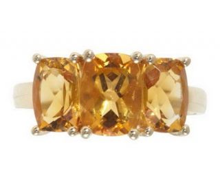 Cushion Cut Gemstone 3 Stone Ring, 14K Gold —