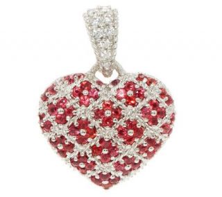 Judith Ripka Sterling Pave Red Sapphire Textured Heart Enhancer
