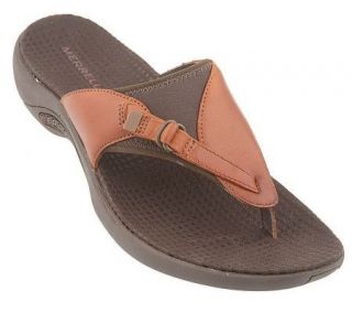Merrell Nubuck Leather Buckle Thong Sandals —