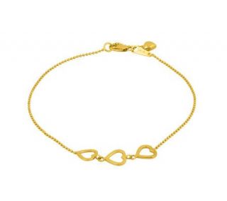 Triple Open Heart Solid Anklet, 14K Yellow Gold —