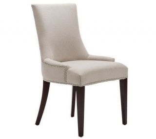 Linen Dining Chair with Plush Seat and Piped Trim on Back —