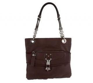 Makowsky Glove Leather North/South Tote with Chain Detail   A216798