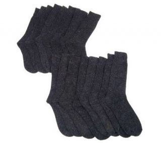 Set of 8 Marled Crew Socks with Thermal Looping —
