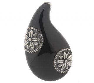 Sterling Black Onyx Floral & Paisley Design Enhancer —