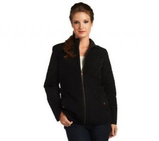 Liz Claiborne New York Fleece Lined Zip Front Quilted Coat —