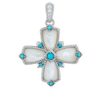 Judith Ripka Sterling Turquoise and Mother of Pearl Cross Enhancer