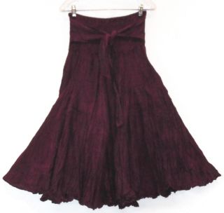 Sacred Thread Plum Crinkled Cotton Ties Hippie Boho Gypsy Skirt Lined