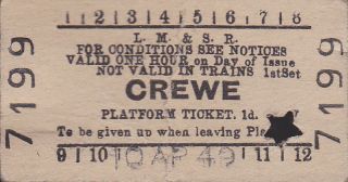 LMS Railway Edmondson Platform Ticket CREWE