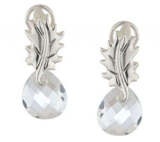 SeidenGang Sterling Rock Crystal Leaf Design Drop Earrings —