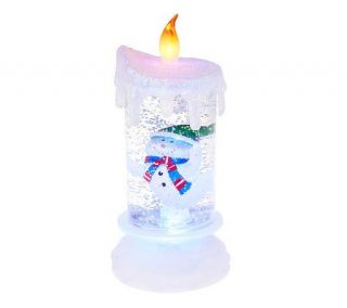 BethlehemLights BatteryOperated Snowman Glitter Candle with Timer 