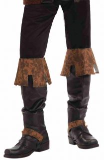 Renaissance Boot Top Covers Mens Fancy Dress Costume Pirate Black