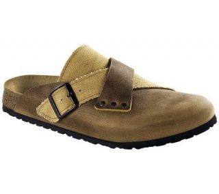 Birkis Womens Mika Leather and Textile Clogs —