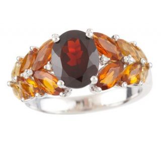 Sterling 3.30 ct tw Shaded Garnet and Citrine Ring —