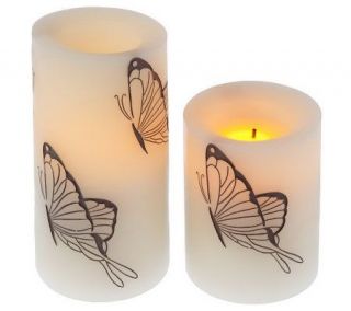 CandleImpressio S/2 Graduated ButterflyDesign FlamelessCandle with 