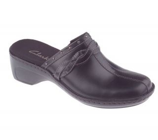 Clarks Leather Comfort Clogs w/Braid Detail —