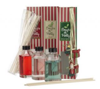 Set of 3 Bough of Holly Diffusers with Gift Boxes by Valerie