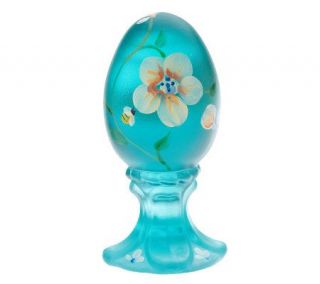 FentonArtGlass Limited Edition Robins Egg Blue Egg on Stand — 