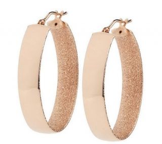 Polished and Pave Oval Hoop Earrings 14K Gold —