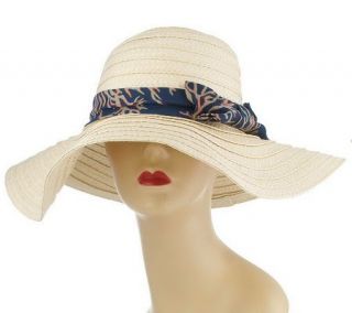 Liz Claiborne New York Water Lilly Straw Hat with Bow Detail