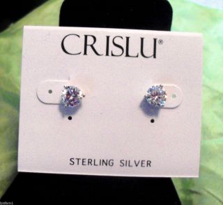 Beautiful New CRISLU CZ Cubic Zirconia Sterling Silver 925 Stud