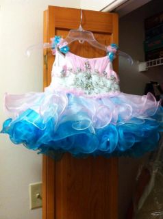 Cotton Candy Color Girls Full Glitz Dress Size 2 3