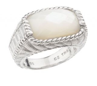 Judith Ripka Sterling Faceted White Mother of Pearl Ring —