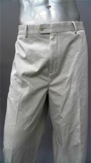 Croft Barrow Mens 40 Flat Front Dress Pants Beige Solid Slacks