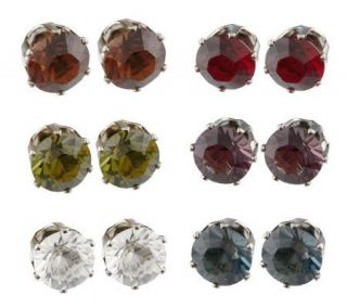Set of 6 Swarovski Crystal Stud Earrings with Gift Box —