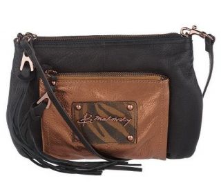 Makowsky Metallic and Glove Leather Zip Top Crossbody Bag — 