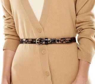 Isaac Mizrahi Live 1 Skinny Belt with Lace Detail —