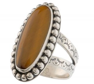 Southwestern Choice of Sterling Beaded Oval Gemstone Ring —