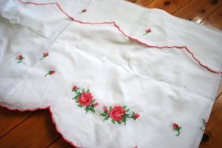 Cross Stitch Embroidery Rose Cafe Kitchen Curtain Pink