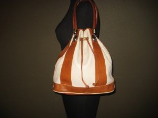 Cristina Cream Tan Leather Bucket Hobo Purse Bag Italy