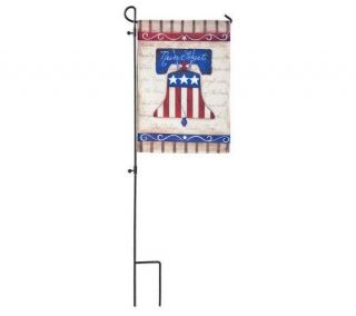 Patriotic Garden Flag with 3 piece Metal Flag Stand —