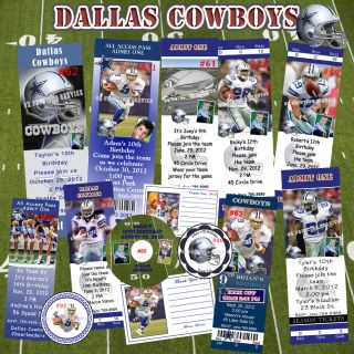 Dallas Cowboys Birthday Invitations Thank You Cards Stickers Labels