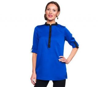 Joan Rivers Modern Chic Blouse with Contrast Trim —