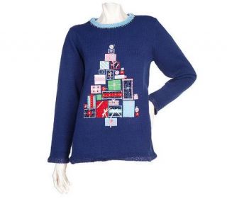 Quacker Factory Present Tree Sweater —