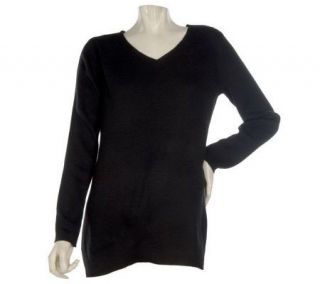 Linea by Louis DellOlio Long Sleeve V Neck Tunic Sweater —
