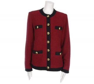 Linea by Louis DellOlio Fully Lined Boucle Jacket w/ Gold Buttons