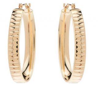 EternaGold Omega Pattern Oval Hoop Earrings 14K Gold —