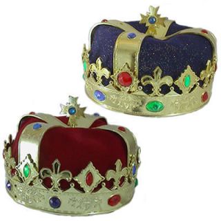 Hat Crown King Queen Costume Stage Prop Red or Blue