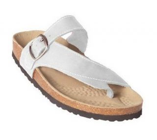 White Mountain Carly Leather Thong Sandals w/Ankle Strap —