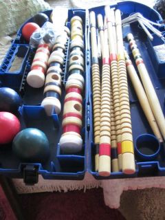Croquet Set Sportcraft with Caddy 6 mallets 6 balls 2 Posts in hard