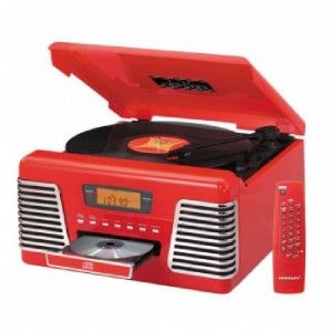 Crosley Retro Red 33 45 78 RPM Record Player Turntable Radio CD Player