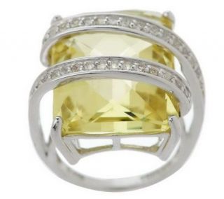 Sterling Bold 19.00 ct tw Quartz and White Beryl Overlay Ring